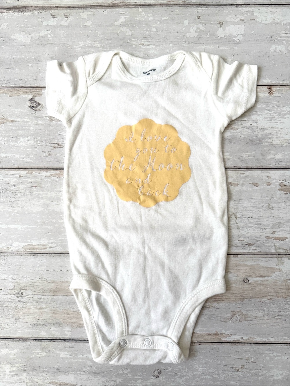 Carters 9m Unisex Baby Bodysuit White Short Sleeves Love You To the Moon & Back